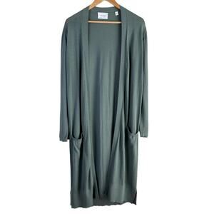 Sita Murt Long Cardigan in sage Green Lightweight 100% Cotton, Size EU 40 / US 8